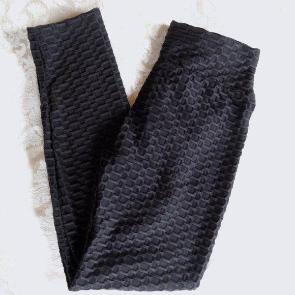 ARA Sports Black Textured Ruched Scrunch Butt Leggings L/XL - Picture 1 of 5